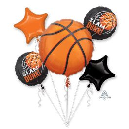 Basketball Bouquet Balloon Arrangement - Slam Dunk Party Decor - Image 1