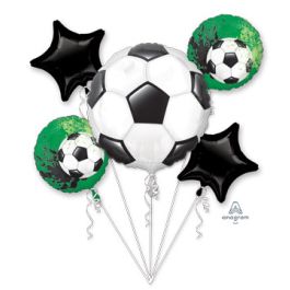 Soccer Bouquet Foil Balloons - Black & White Sports Decor - Image 1