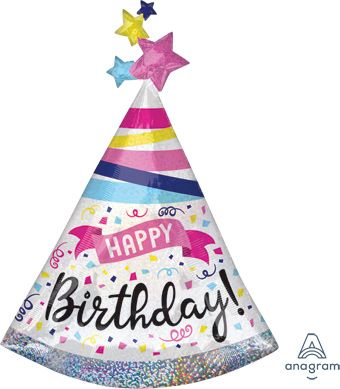 Sparkle Party Hat Banner 36" (HOLO) - Birthday Decoration - Image 1