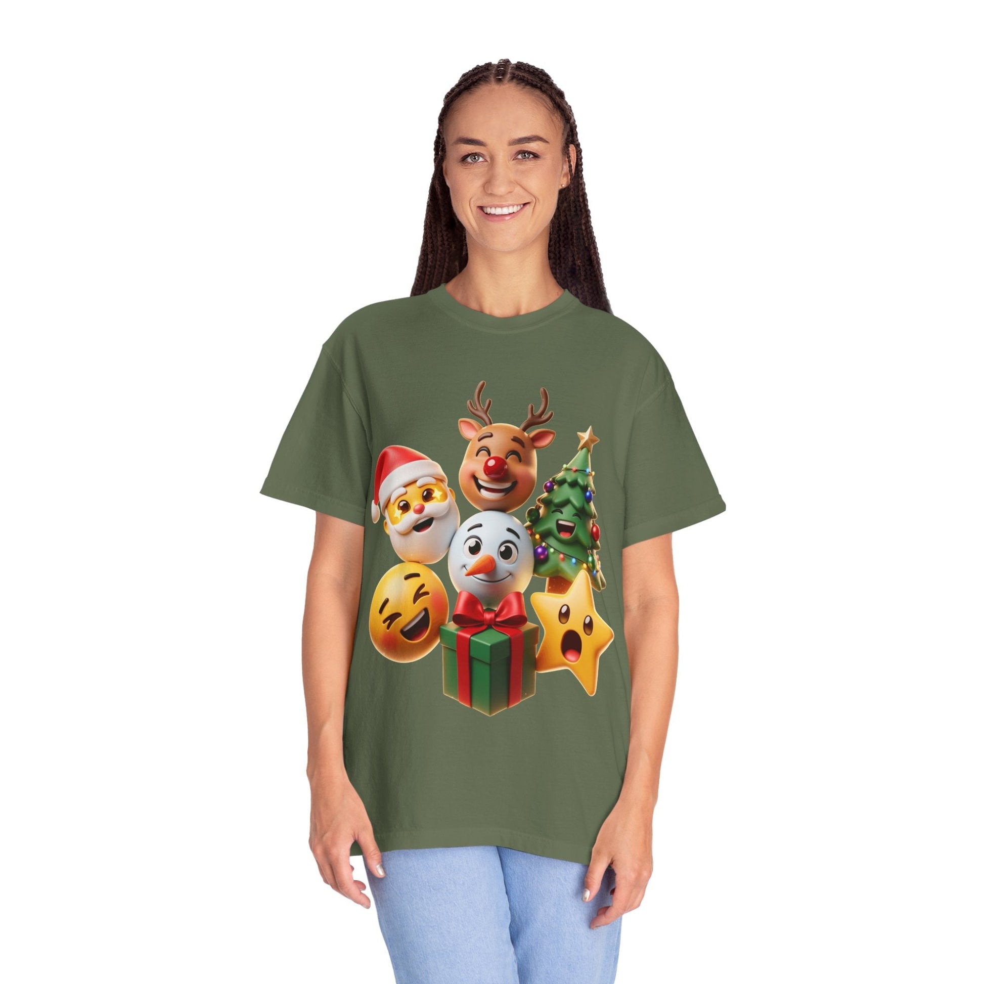 3D Festive Christmas Emojis T-shirt | Santa Reindeer Tree Snowman Holiday – Custom T-Shirt by PixelCraft360, unique decoration for events and special gifts
