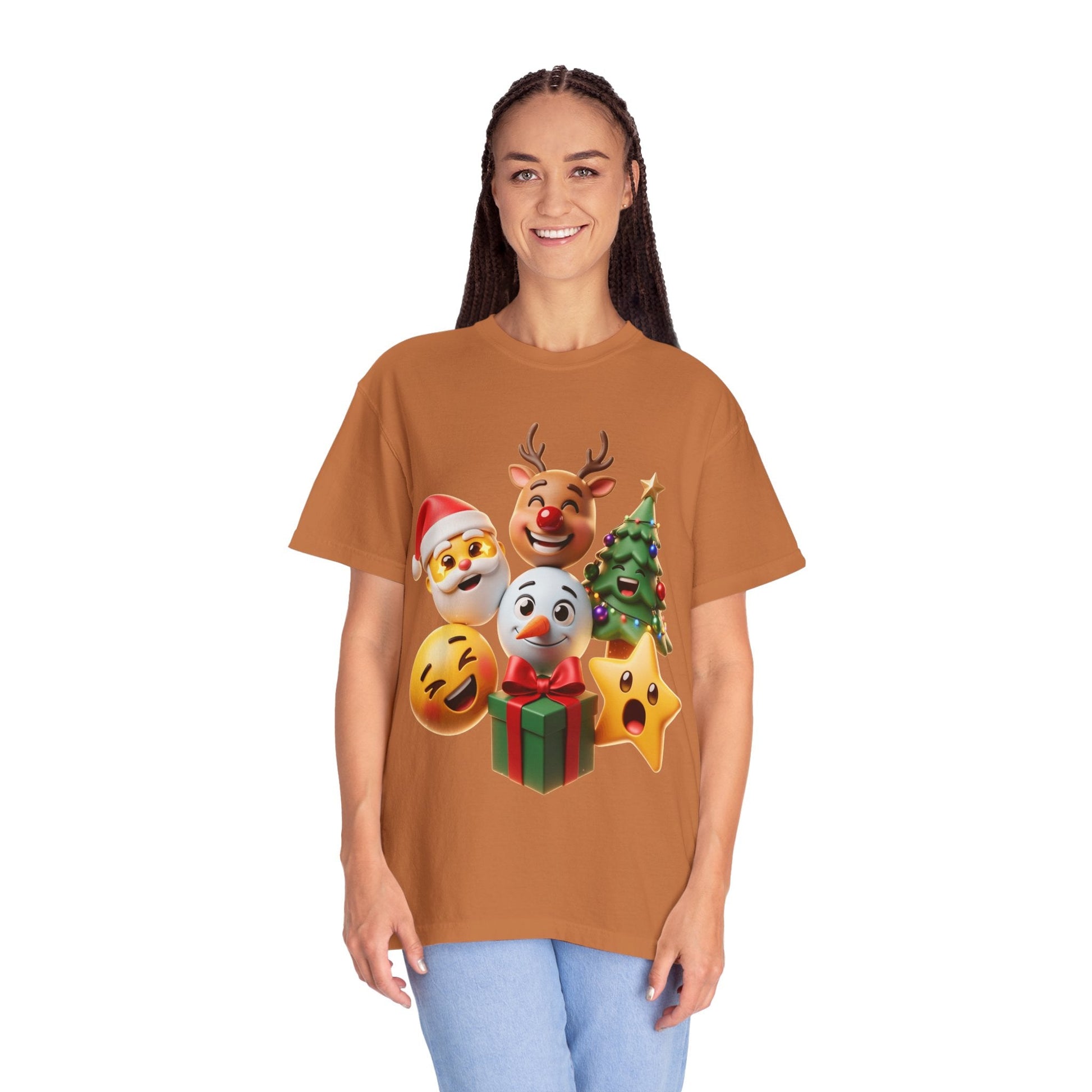 3D Festive Christmas Emojis T-shirt | Santa Reindeer Tree Snowman Holiday – Custom T-Shirt by PixelCraft360, unique decoration for events and special gifts