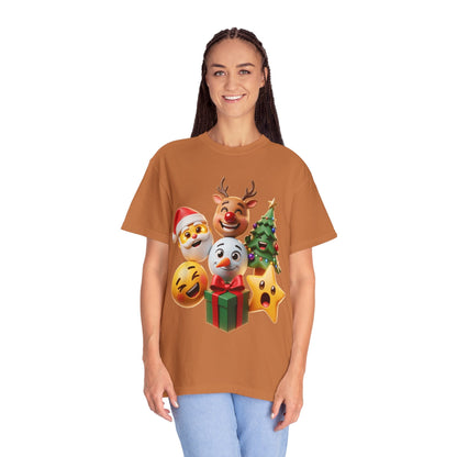 3D Festive Christmas Emojis T-shirt | Santa Reindeer Tree Snowman Holiday – Custom T-Shirt by PixelCraft360, unique decoration for events and special gifts