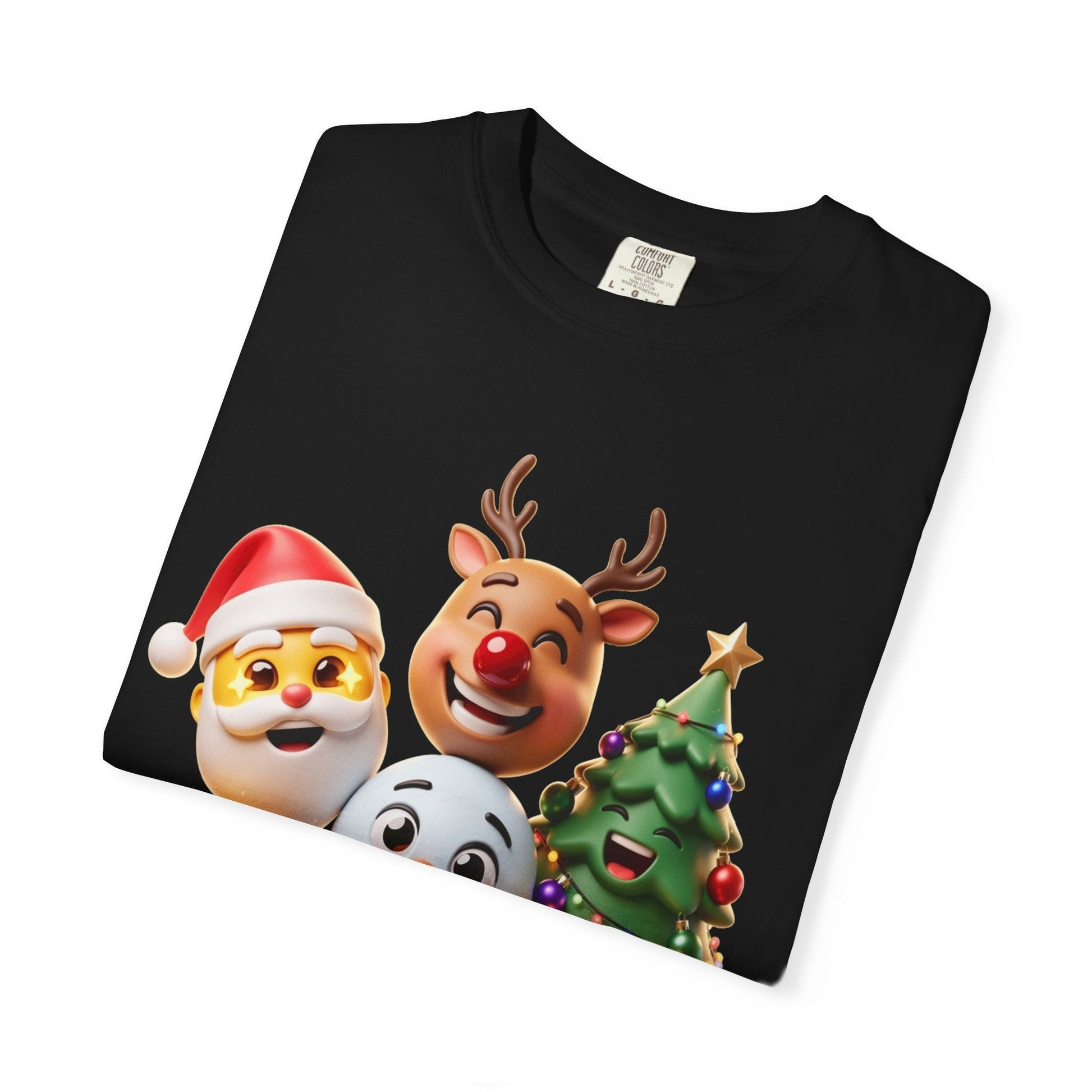 3D Festive Christmas Emojis T-shirt | Santa Reindeer Tree Snowman Holiday – Custom T-Shirt by PixelCraft360, unique decoration for events and special gifts
