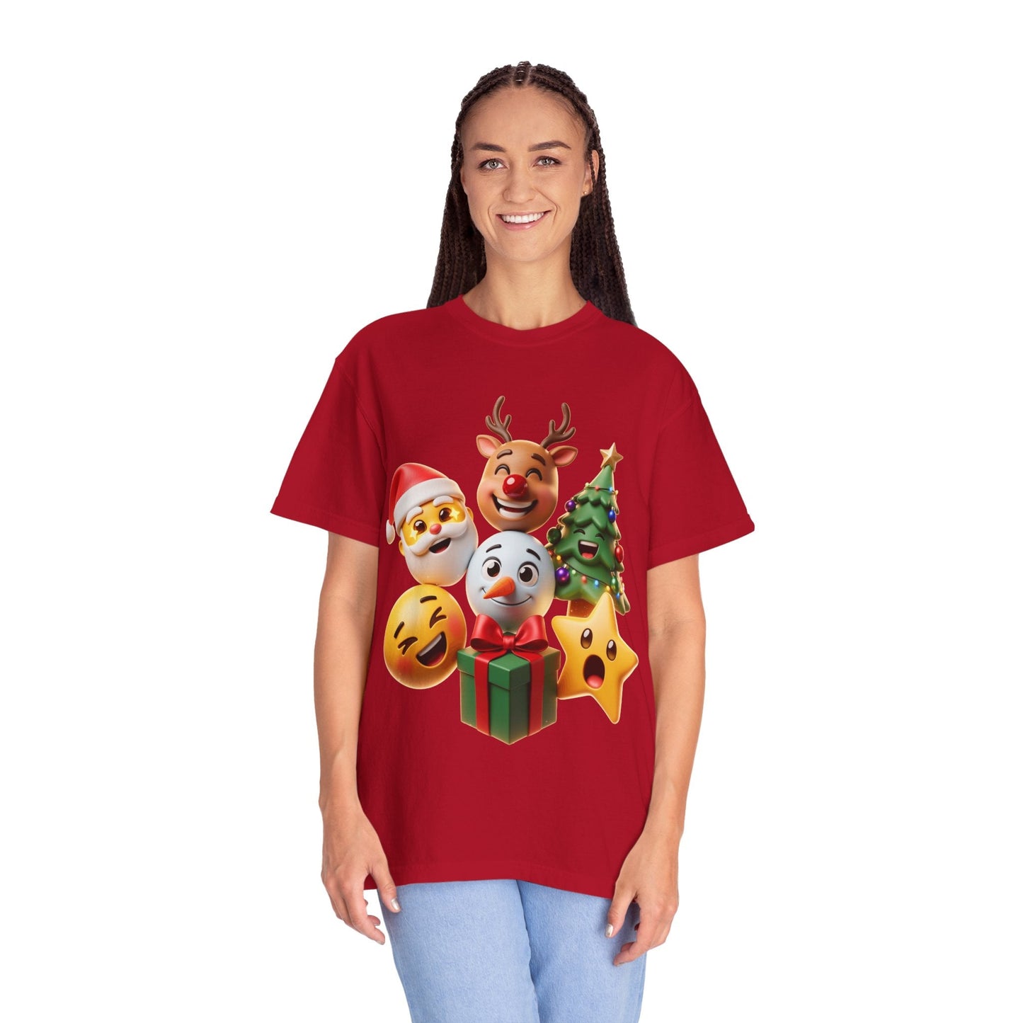3D Festive Christmas Emojis T-shirt | Santa Reindeer Tree Snowman Holiday – Custom T-Shirt by PixelCraft360, unique decoration for events and special gifts