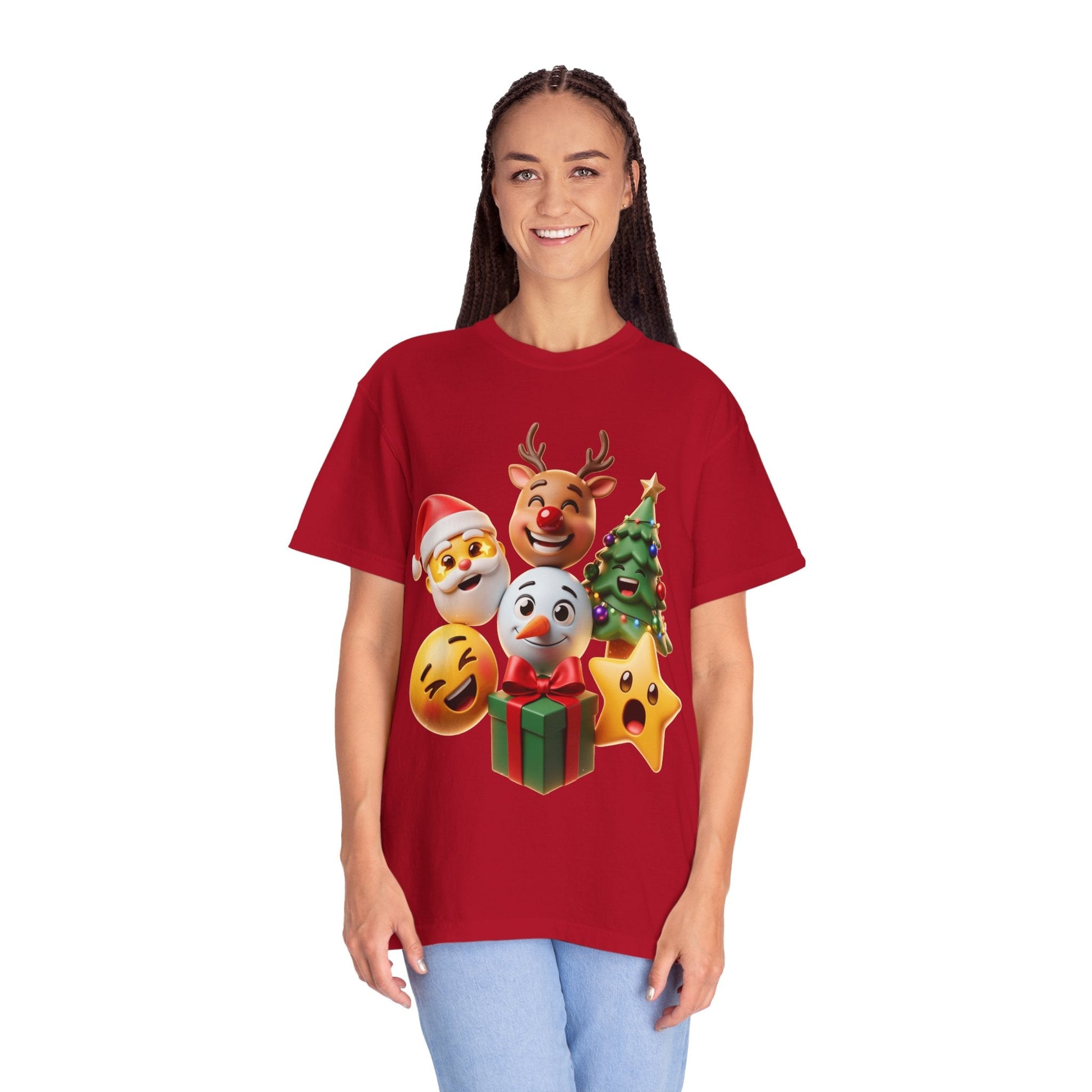 3D Festive Christmas Emojis T-shirt | Santa Reindeer Tree Snowman Holiday – Custom T-Shirt by PixelCraft360, unique decoration for events and special gifts