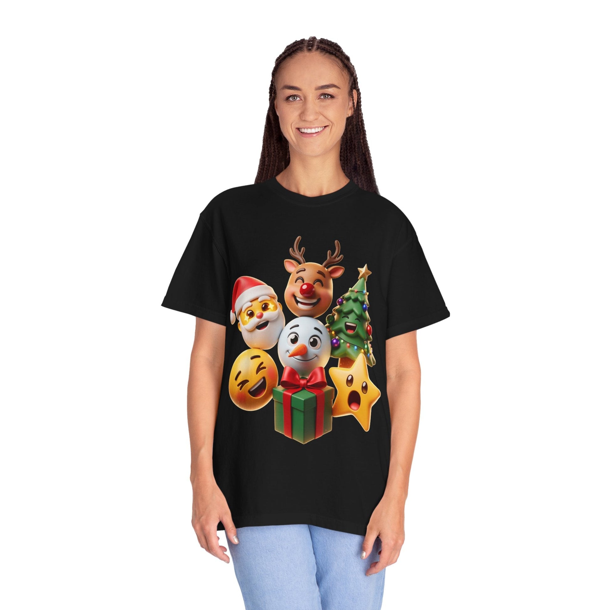 3D Festive Christmas Emojis T-shirt | Santa Reindeer Tree Snowman Holiday – Custom T-Shirt by PixelCraft360, unique decoration for events and special gifts