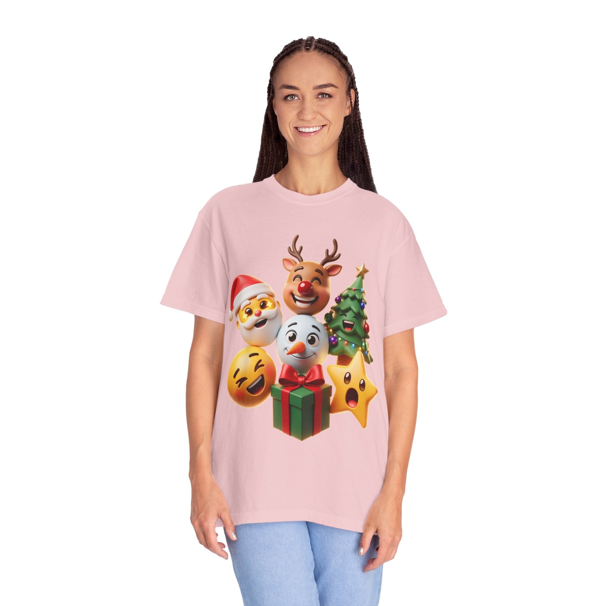 3D Festive Christmas Emojis T-shirt | Santa Reindeer Tree Snowman Holiday – Custom T-Shirt by PixelCraft360, unique decoration for events and special gifts