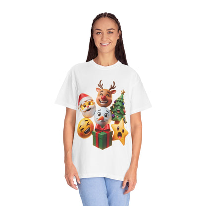 3D Festive Christmas Emojis T-shirt | Santa Reindeer Tree Snowman Holiday – Custom T-Shirt by PixelCraft360, unique decoration for events and special gifts