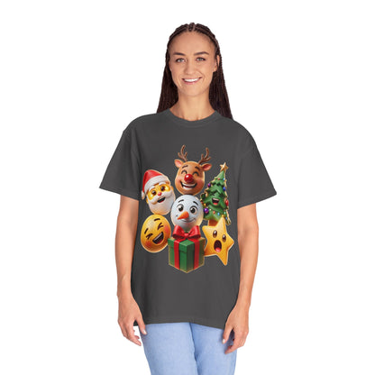 3D Festive Christmas Emojis T-shirt | Santa Reindeer Tree Snowman Holiday – Custom T-Shirt by PixelCraft360, unique decoration for events and special gifts