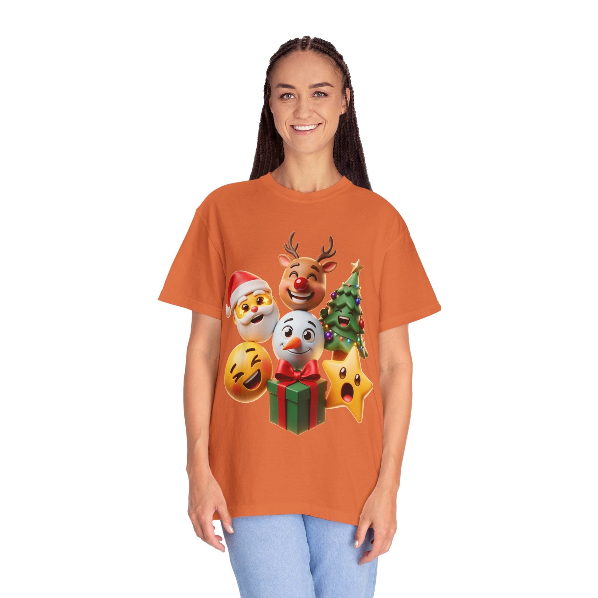 3D Festive Christmas Emojis T-shirt | Santa Reindeer Tree Snowman Holiday – Custom T-Shirt by PixelCraft360, unique decoration for events and special gifts