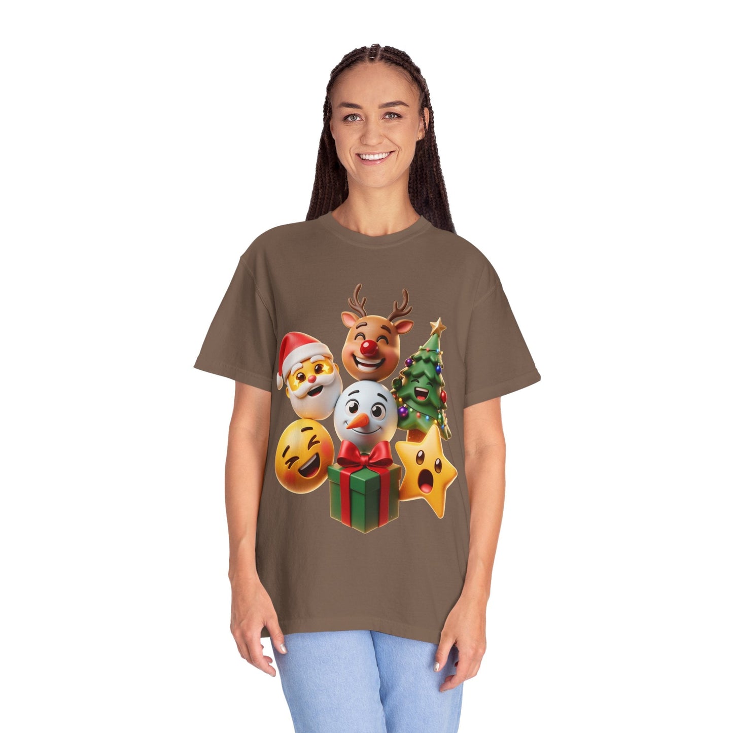 3D Festive Christmas Emojis T-shirt | Santa Reindeer Tree Snowman Holiday – Custom T-Shirt by PixelCraft360, unique decoration for events and special gifts
