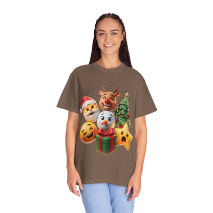 3D Festive Christmas Emojis T-shirt | Santa Reindeer Tree Snowman Holiday – Custom T-Shirt by PixelCraft360, unique decoration for events and special gifts