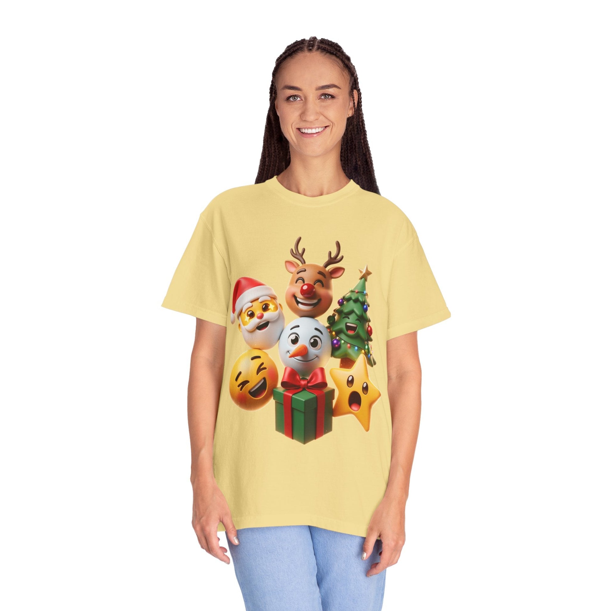 3D Festive Christmas Emojis T-shirt | Santa Reindeer Tree Snowman Holiday – Custom T-Shirt by PixelCraft360, unique decoration for events and special gifts
