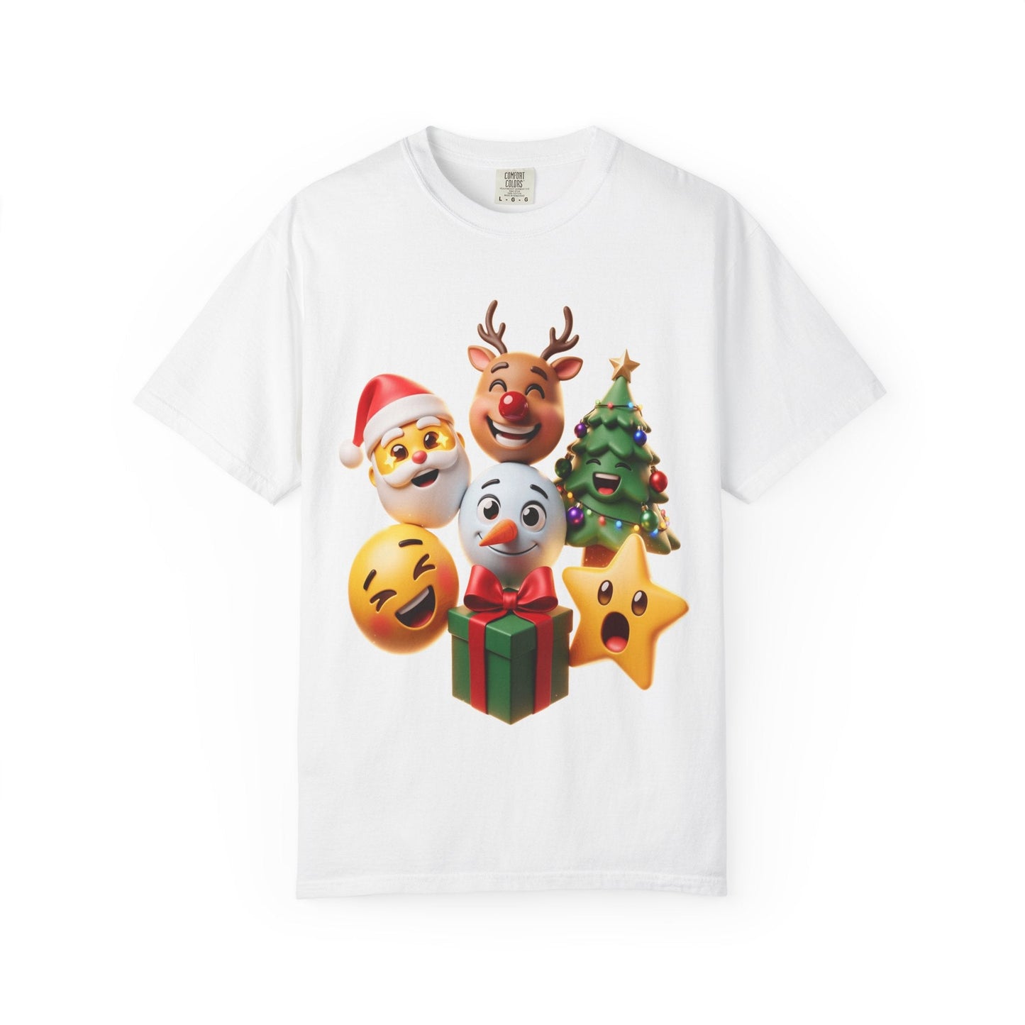 3D Festive Christmas Emojis T-shirt | Santa Reindeer Tree Snowman Holiday – Custom T-Shirt by PixelCraft360, unique decoration for events and special gifts