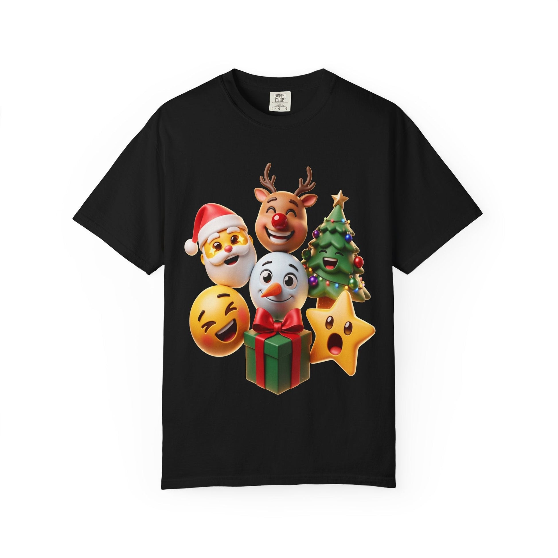 3D Festive Christmas Emojis T-shirt | Santa Reindeer Tree Snowman Holiday – Custom T-Shirt by PixelCraft360, unique decoration for events and special gifts