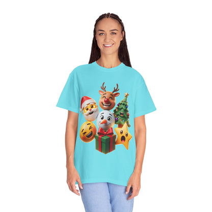 3D Festive Christmas Emojis T-shirt | Santa Reindeer Tree Snowman Holiday – Custom T-Shirt by PixelCraft360, unique decoration for events and special gifts