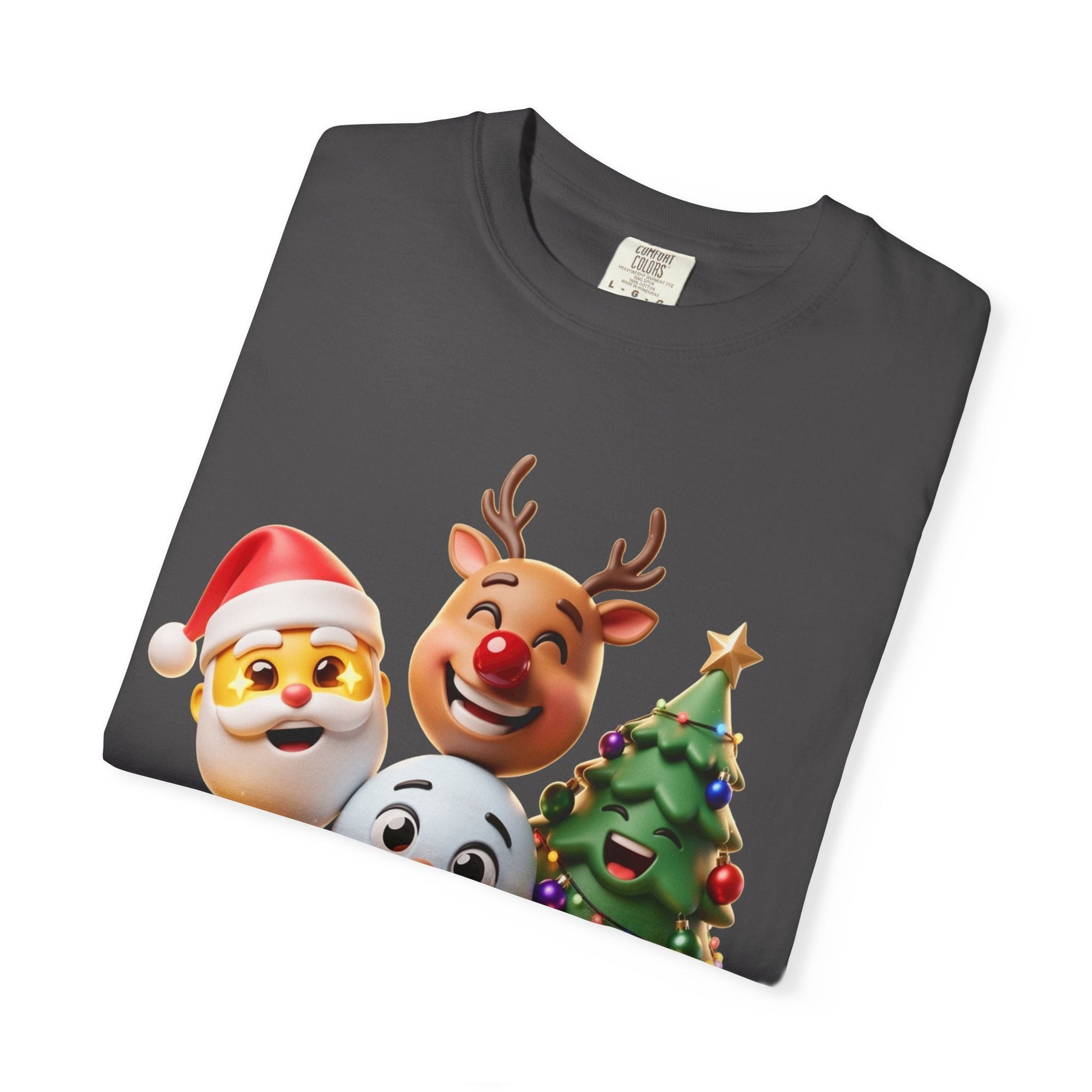 3D Festive Christmas Emojis T-shirt | Santa Reindeer Tree Snowman Holiday – Custom T-Shirt by PixelCraft360, unique decoration for events and special gifts