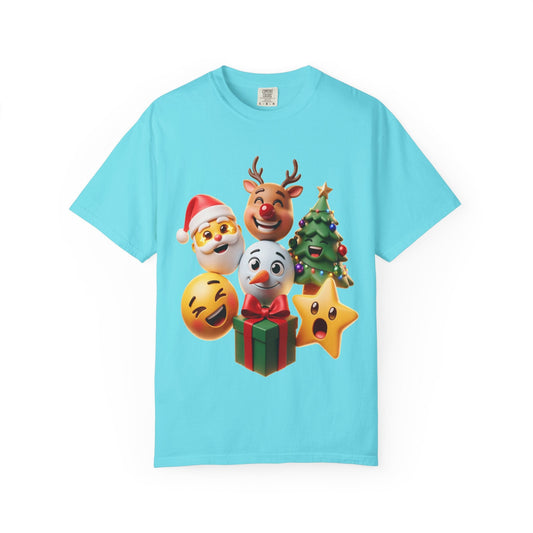 3D Festive Christmas Emojis T-shirt | Santa Reindeer Tree Snowman Holiday – Custom T-Shirt by PixelCraft360, unique decoration for events and special gifts