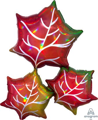 Iridescent Fall Leaves Balloons - 3-Pack - Image 1