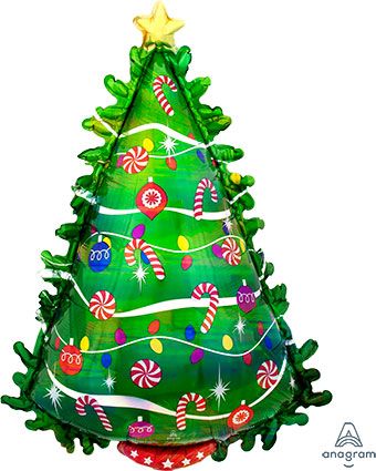 36" Green Christmas Tree Balloon - Holopak - Image 1