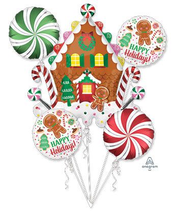 Gingerbread House Balloon Bouquet - Holiday Party - Image 1