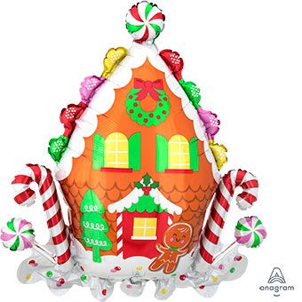 Gingerbread House Balloon - 3-Pack - Image 1