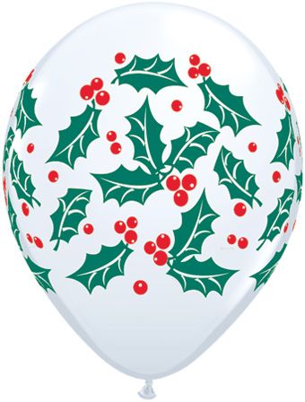 Holly & Berries Balloon - 11" (Bag of 50) - Image 1