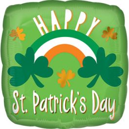 St. Patrick's Day Rainbow Foil Balloon | Green & Festive Decor - Image 1