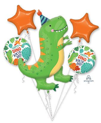 T-Rex Birthday Balloon Bouquet - Dino Party - Image 1