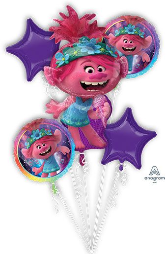 Trolls World Tour Balloon Bouquet - 18" Foil - Image 1