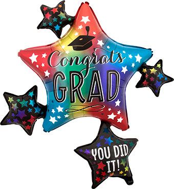 Graduation Foil Balloon Cluster - Congrats You Did It Star - Image 1