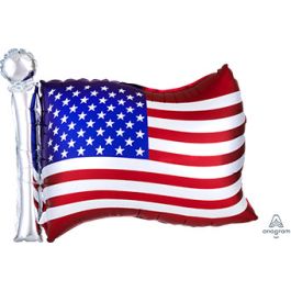 American Flag Foil Balloon 27 Inch | Patriotic Party Decor - Image 1