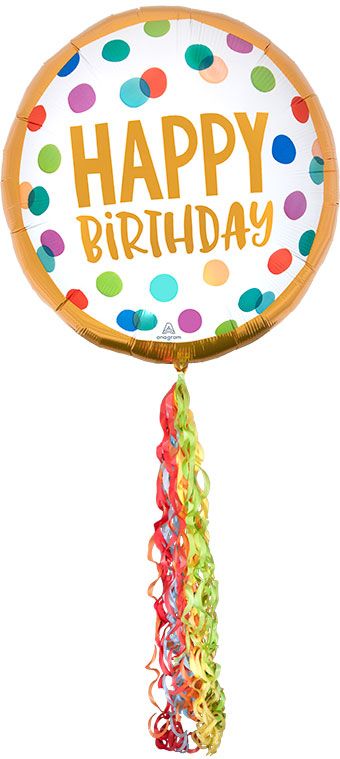 Happy Birthday Balloon 32" Foil with Tassel - Image 1