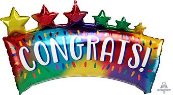 Congrats Star Banner 3-Pack - Rainbow Foil Party Decor - Image 1