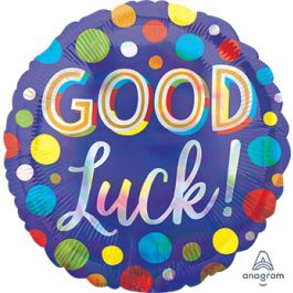 Good Luck Dots Balloon 18 Inch Iridescent Foil Balloon - Image 1