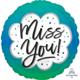Blue Ombre Miss You Balloon 18 Inch Foil Balloon - Image 1