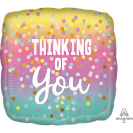 Thinking of You Pastel Dots Foil Balloon - Round Shape - Image 1