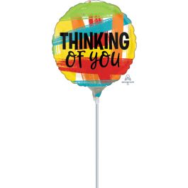 Thinking of You Balloon 9 Inch Primary Colors Foil - Image 1