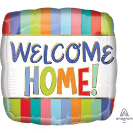 Welcome Home Stripes Foil Balloon - Multicolor Celebration - Image 1