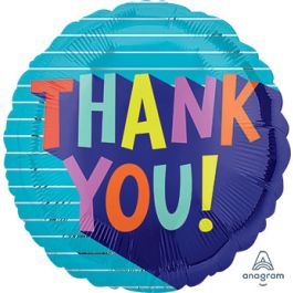Thank You Blue Foil Balloon 18 Inch Round Shape - Image 1