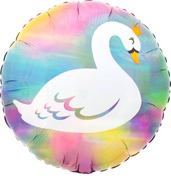 Iridescent Pastel Swan Balloons - 5-Pack - Image 1