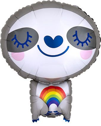 Sloth Balloon 5-Pack with Rainbow Design - Image 1