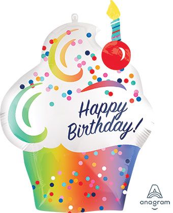 Rainbow Cupcake Balloon 3-Pack - Birthday Party - Image 1