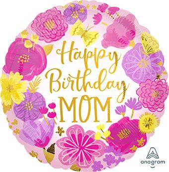 Painted Flowers Birthday Balloon - 5-Pack - Image 1