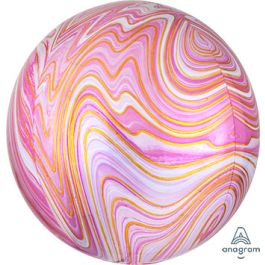 Pink Marble ORBZ Foil Balloon 16 Inch - Single Unit - Image 1