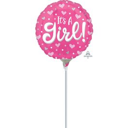 It's A Girl! Pink Foil Balloon 9 Inch Round - Image 1