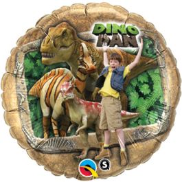 Dinosaur Foil Balloon 18 Inch Round - Kids Birthday Decor - Image 1