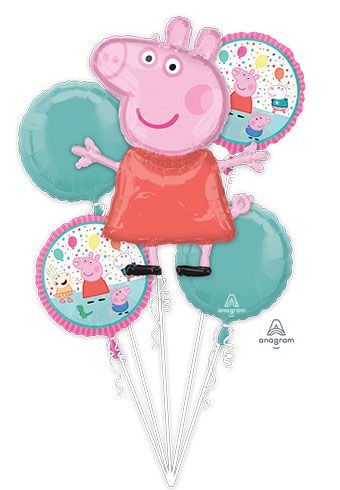 Peppa Pig Balloon Bouquet - 4-Piece Set - Image 1