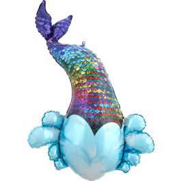 Mermaid Sequin Tail Balloon 39 Inch - Splash Into Water - Image 1