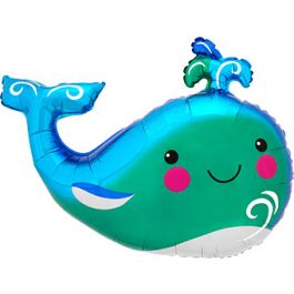 Happy Whale Foil Balloon 34 Inch - Single Novelty Decoration - Image 1